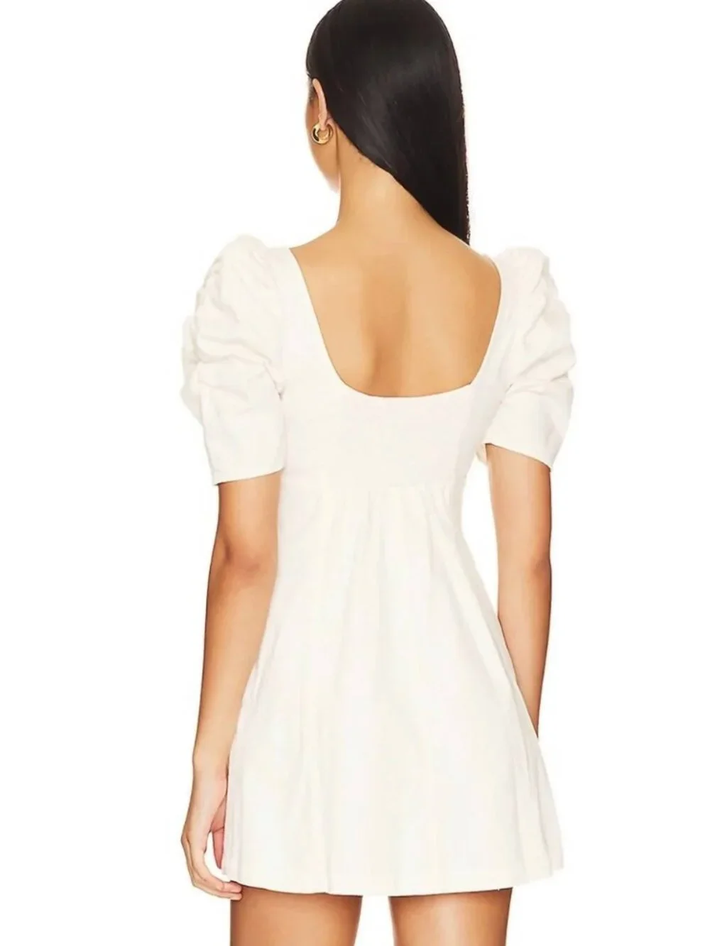 Free People Cheyenne Denim Mini Dress Cream Size Medium